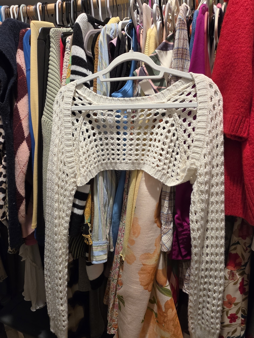 Fashion Nova White Crochet Open-Knit Bolero Shrug